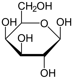 Cyklická forma galaktózy, β-D-galaktopyranosa