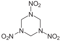 Structuurformule van cyclotrimethyleentrinitramine