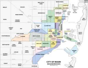 Location of Central Business District of Miami