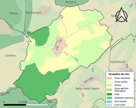 Carte en couleurs présentant l'occupation des sols.