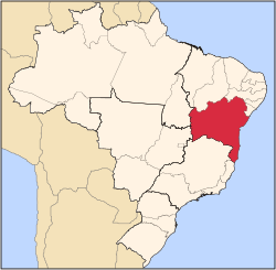 Location o the State o Bahia in Brazil