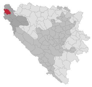 Lage der Gemeinde Cazin in Bosnien und Herzegowina (anklickbare Karte)