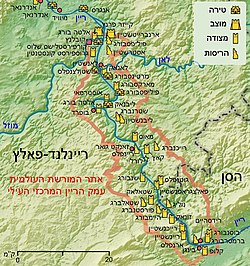 הריין המרכזי העילי מסומן בצהוב בין בינגן לקובלנץ