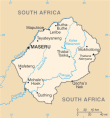 Description de l'image Lesotho map.gif.