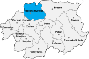 Poziția localității Districtul Banská Bystrica