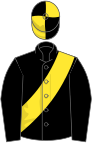 BLACK, yellow sash, quartered cap