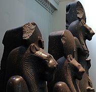 Room 4 – Three black granite statues of the goddess Sakhmet, c. 1400 BC