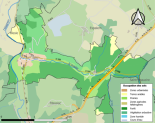 Carte en couleurs présentant l'occupation des sols.