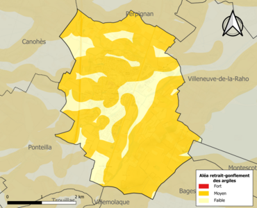 Carte des zones d'aléa retrait-gonflement des argiles.