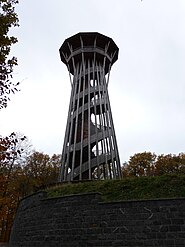 The wooden helical stairs of the Tour de Sauvabelin in Lausanne