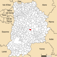 Localisation dans le département de Seine-et-Marne.