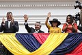 Image 11Former President Rafael Correa (left) attends President-elect Lenín Moreno's (middle) "changing of the guard" ceremony. The two PAIS leaders were considered close allies before Moreno's "de-Correaization" efforts started after he assumed the presidency. (from History of Ecuador)