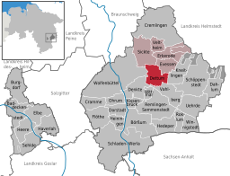 Läget för kommunen Dettum i Landkreis Wolfenbüttel