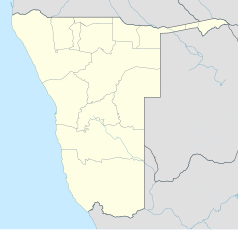 Mapa konturowa Namibii, po lewej znajduje się punkt z opisem „Langstrand”