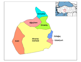 Mapa dos distritos da Província de Acsarai