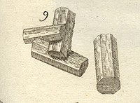 Tegninger fra 1700-tallet af heksagonale aragonitkrystaller fra typelokaliteten Molina de Aragón i Spanien