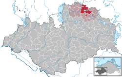 Elhelyezkedése Mecklenburg-Elő-Pomeránia térképén