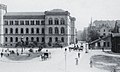 Blick über den Raschplatz um 1890 auf das im Zweiten Weltkrieg zerstörte (Alte) Justizgebäude, heute Standort des Landgerichts