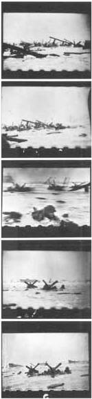 A negative strip of the black and white images