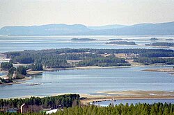 The lake at Storuman seen from the hills above the town