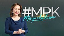 An image of Mel Tiangco holding her hands, over a teal background. The series title is displayed on the center of the image, with the text "#MPK" displayed above the title.