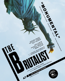 Poster for The Brutalist (2024), depicting the Statue of Liberty upside-down.