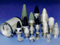 An assortment of fuzes for artillery and mortar shells