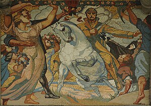 The Knight-King, Albert I, mosaic by Jean Delville, 1920