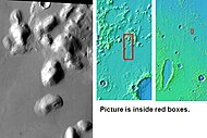 Tartarus Colles as seen by THEMIS. Click on image to see dark slope streaks