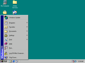 Ekrankopio de Windows 98