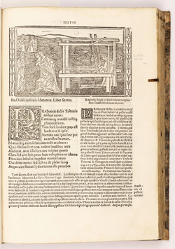 "Metamorfozoj", verko de Ovidio, eldonita de Raphael Regius, en Venecio, 1505.