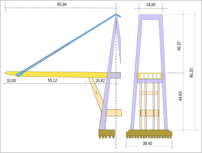 Élévation et coupe de la structure no 9.