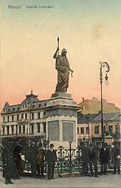 Statuia Libertății din Ploiești în 1908.