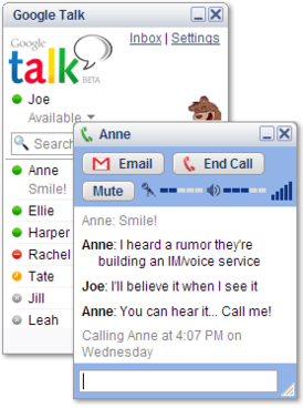 Скриншот программы Google Talk