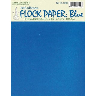 Leane Creatief, Flockpapier - 10 Bogen 15x15cm - BLAU