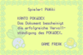 Die Urkunde für den vollen Kanto-Pokédex