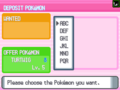 The GTS deposit interface in Diamond, Pearl, and Platinum.