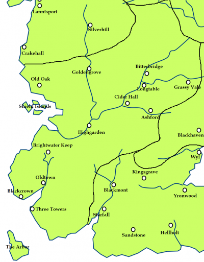 The Reach and the location of Grassfield Keep