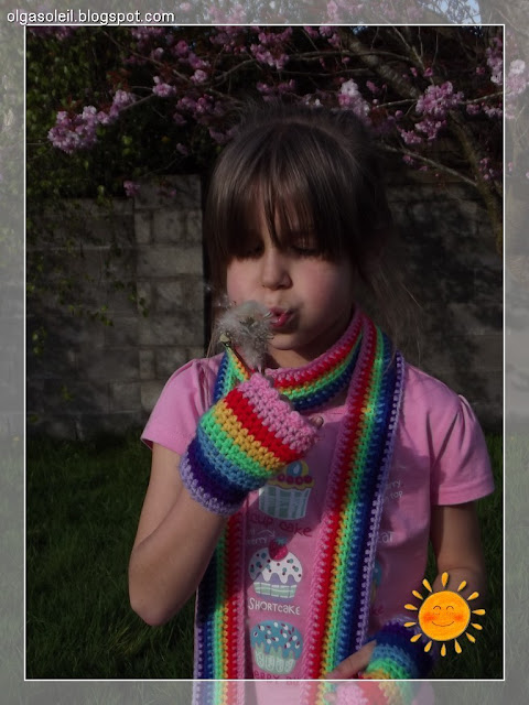 Rainbow Scarf and Mittens 4