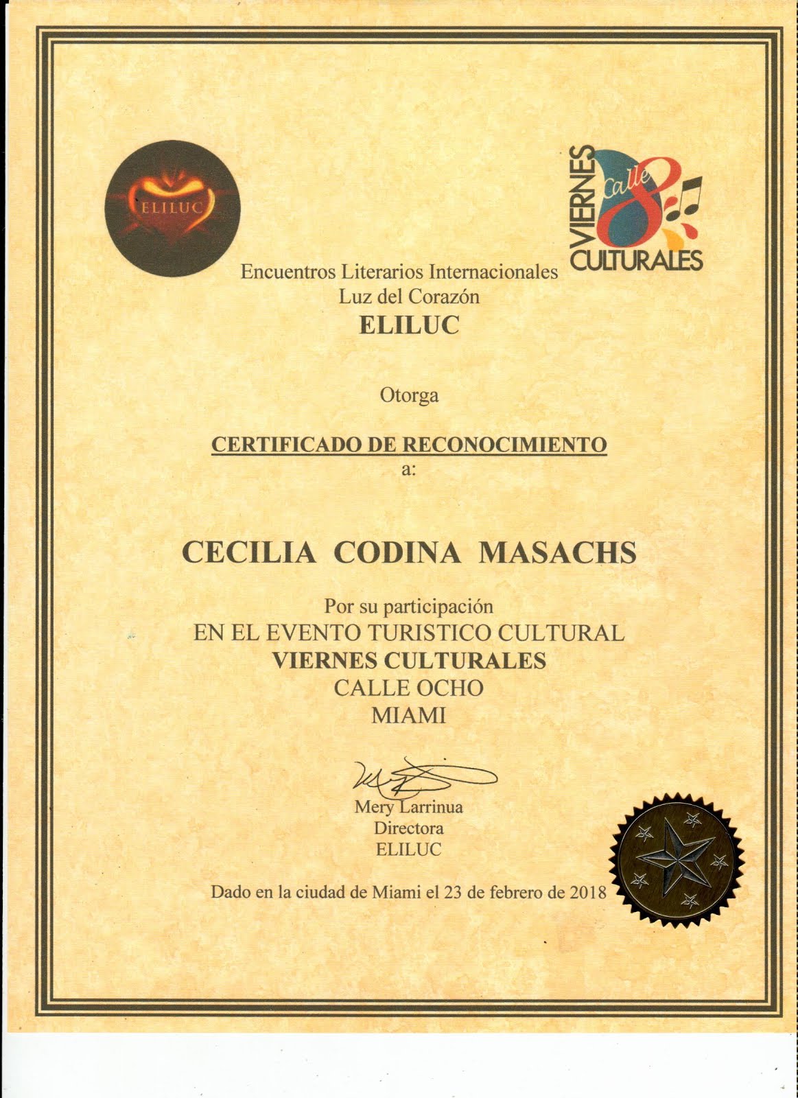 Certificado reconocimiento