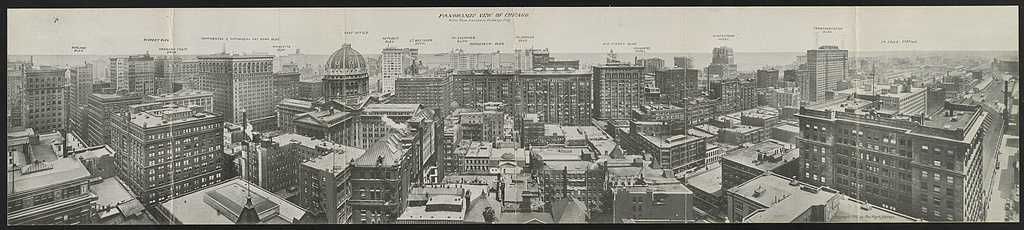 Monochrome panorama of Chicago skyline