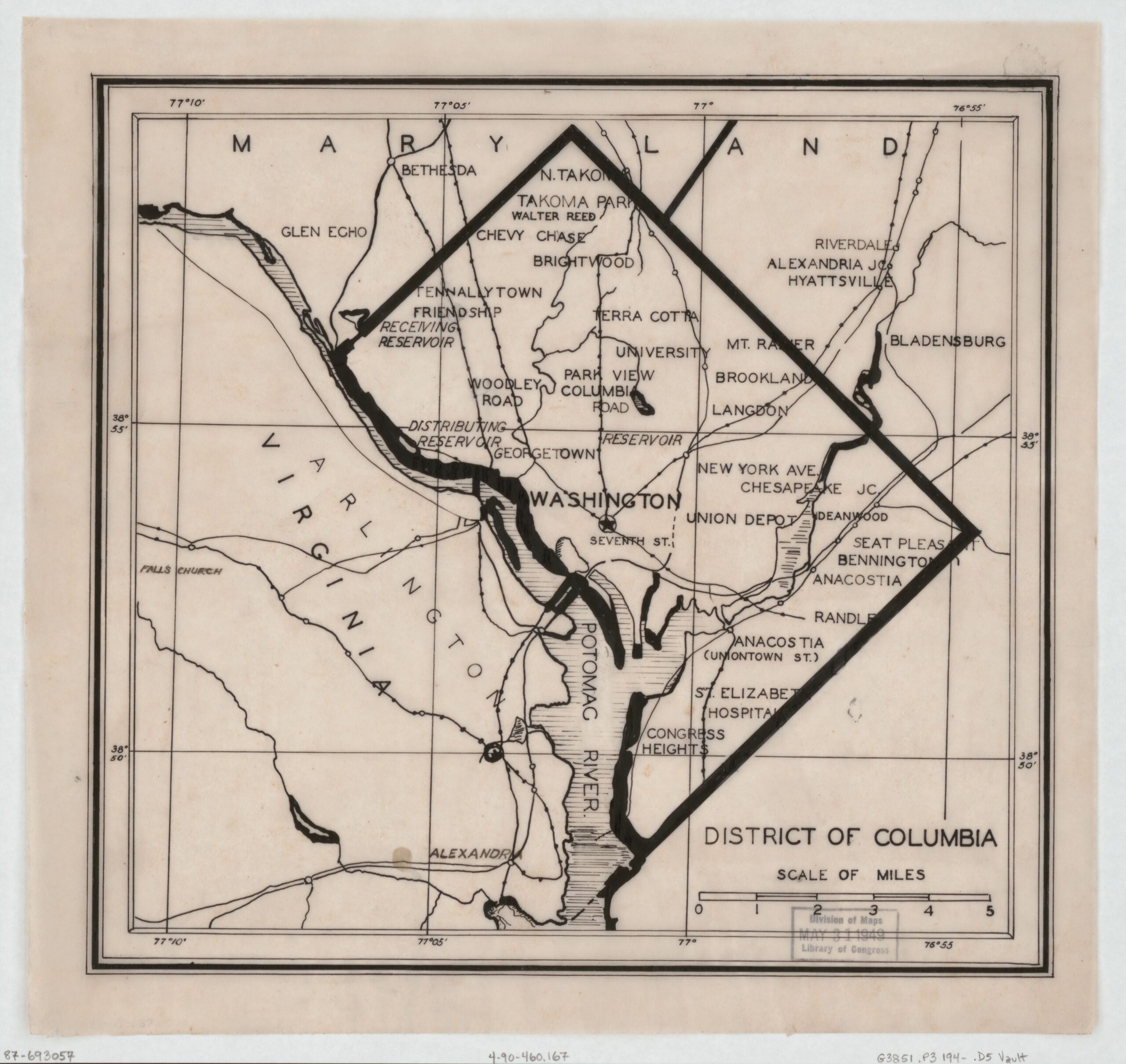 Map of the District of Columbia outlined in black.