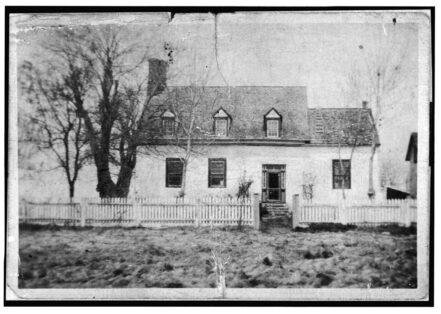 Black and white photograph of the east front of the house Morattico Rappahannock River, Simonson, Richmond County, VA