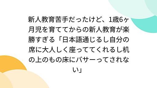 新人教育苦手だったけど、1歳6ヶ月児を育ててからの新人教育が楽勝すぎる「日本語通じるし自分の席に大人しく座っててくれるし机の上のもの床にバサーってされない」