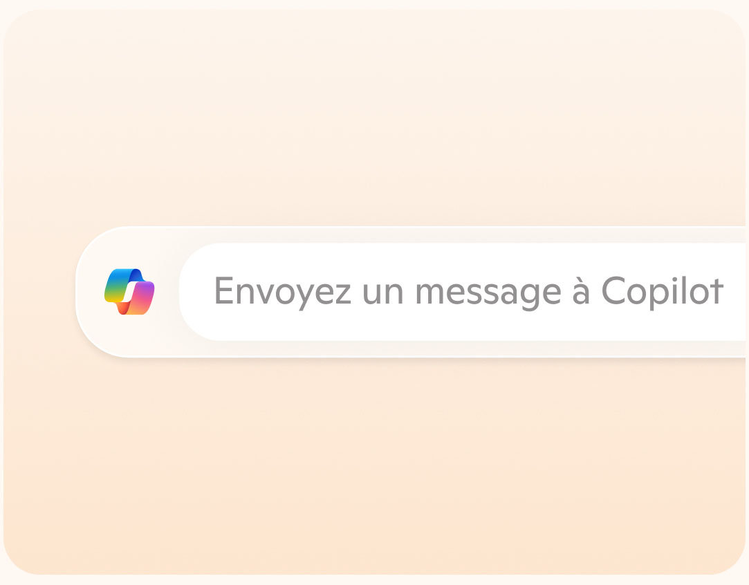 Logo Copilot et la zone de texte Copilot avec son message par défaut « Message Copilot ».