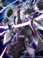 Jakob attacking with numerous daggers in Fire Emblem Cipher.