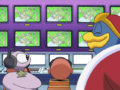 King Dedede and Escargoon monitor the kids through their camera system.