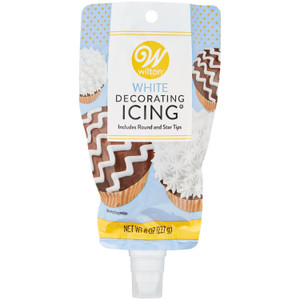 White Icing Pouch with Tips, 8 oz.