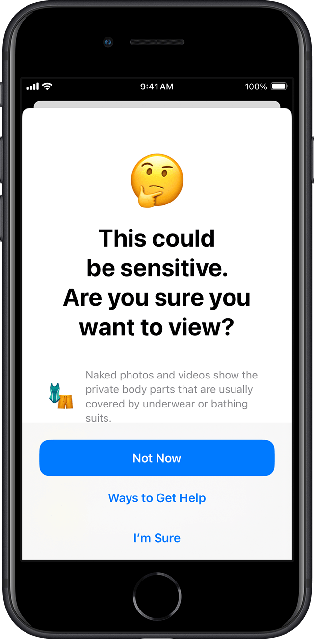 Communication Safety makes sure that the child wants to view potential sensitive content, and offers ways to get help.
