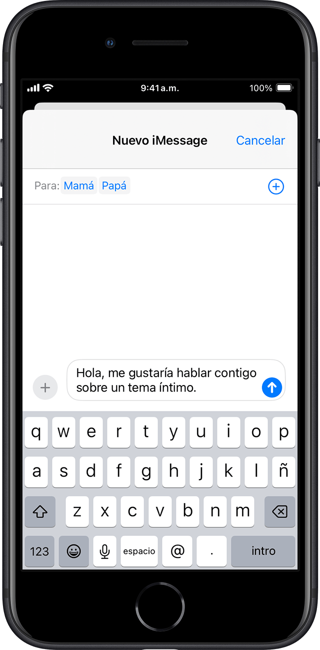 Seguridad en la comunicación le pide a tu hijo que envíe un mensaje a un adulto de confianza.